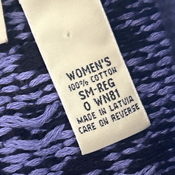 LL Bean Nordic Cardigan Sweater Cotton Womens Small Snowflake Purple Button Up - Picture 3 of 7